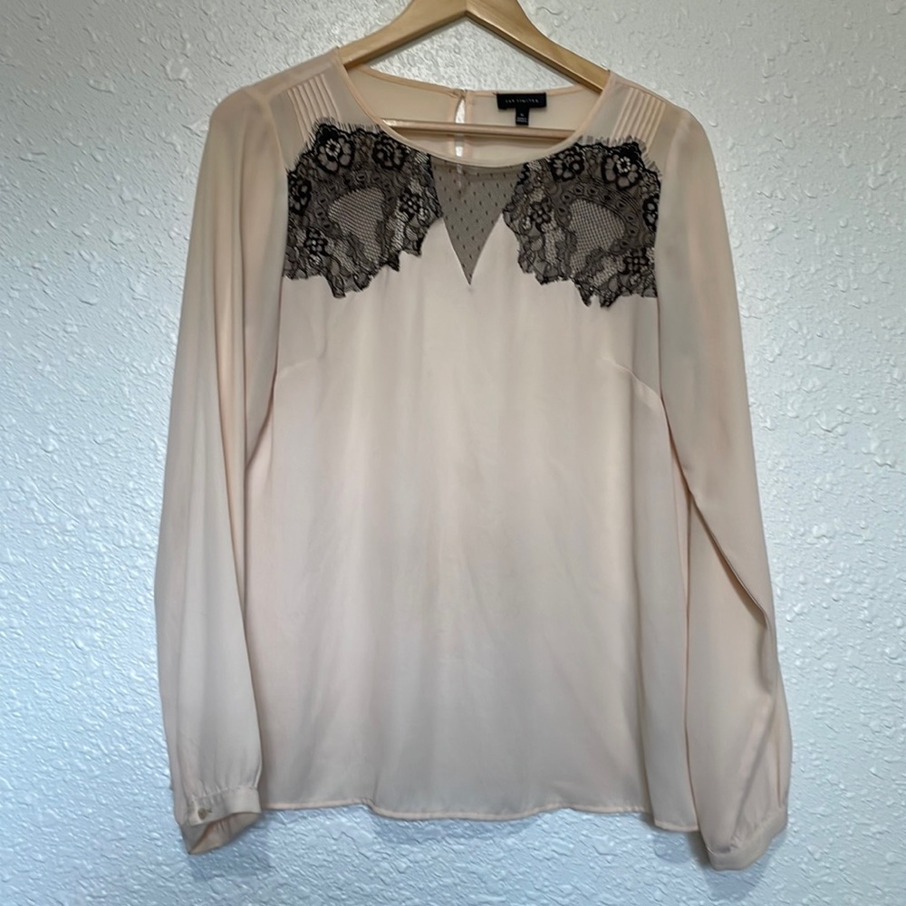 Sheer, long sleeve top with lace